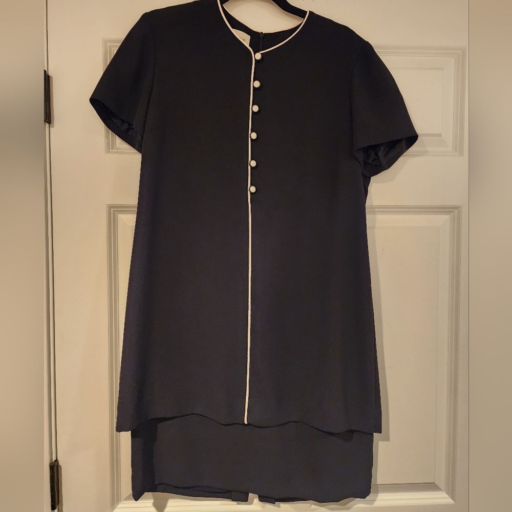 Vintage Evan Picone Short Sleeve black layered dress Size 12P